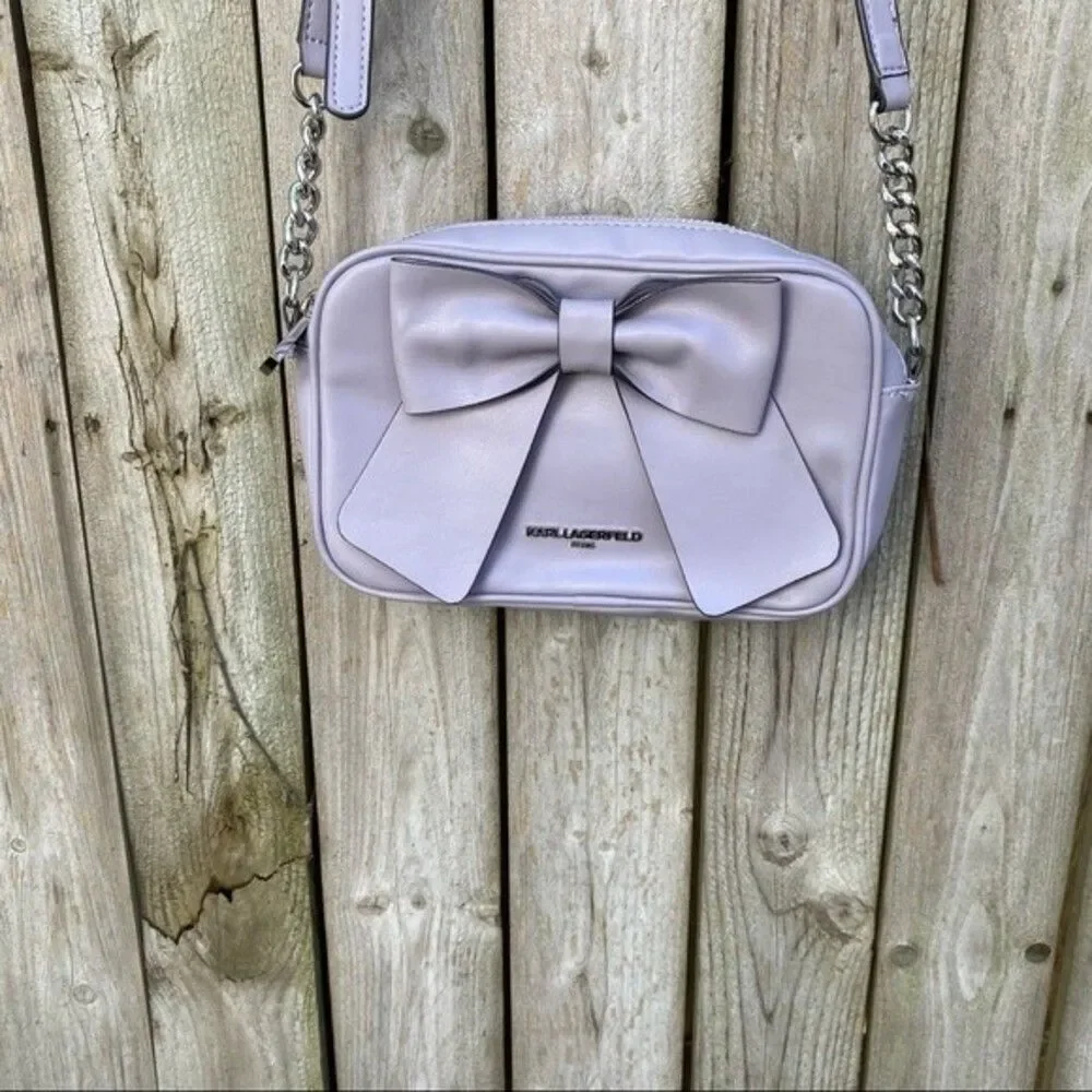 Karl Lagerfeld Paris Kris Bow leather Crossbody Bag Dusty lavender - Picture 10 of 11